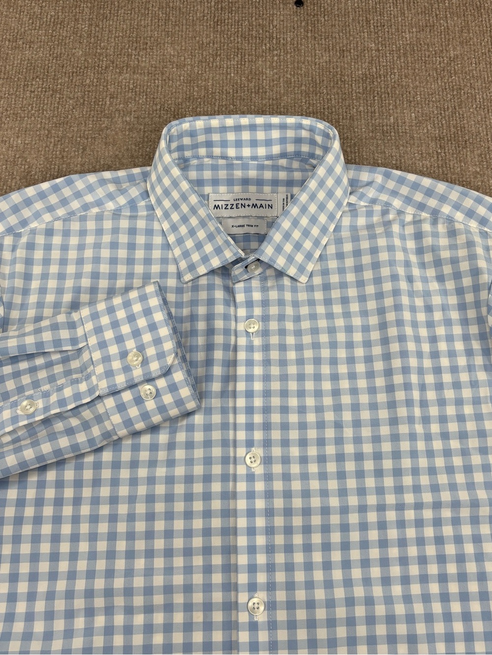 Mizzen + Main Leeward Dress Shirt Mens XL Trim Fit Plaid Performance Stretch